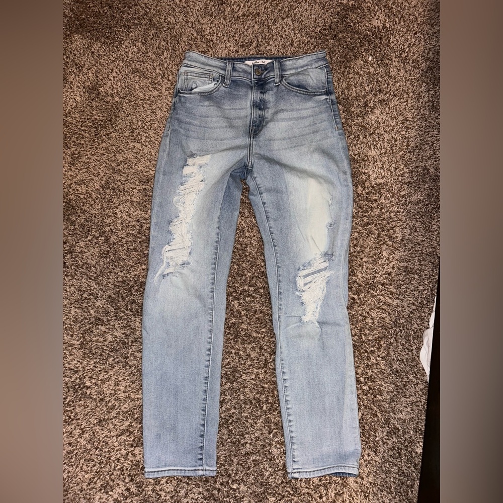 Women's Light Blue Distressed Jeans